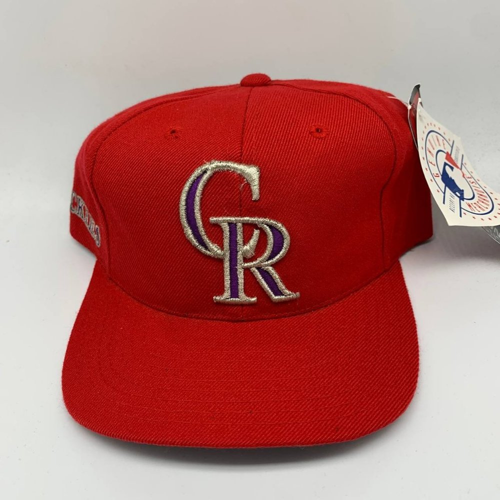 Vintage Colorado Rockies MLB Wool Drew Pearson Hat Strapback Cap Red New Men